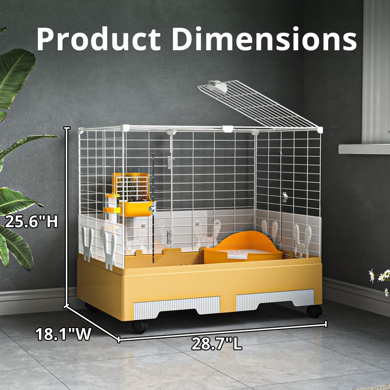 Oneluck Deluxe Rolling Bunny Hutch with Urine Guard,Small Rabbit Cage