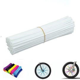 PPXIONG White Spoke Skins Covers: 8-21 inch Rims Protector & Decoration for Dirt Bike | Mountain Bike | Bicycle | Wheelchair | Motorcycle - 72 Pcs