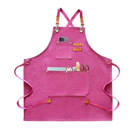ursapela Canvas Heavy Duty Apron for Men Women with Adjustable Cross Back and Pockets Workshop Gardening Grilling Work Apron