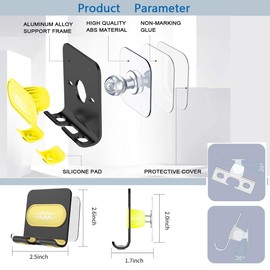 BICEUKI Shower Phone Holder with 2PCS Adhesive Stickers,Wall Mount Phone Stand for Bathroom,Kitchen,Office and More,Compatible with Smartphone(Black-Yellow)