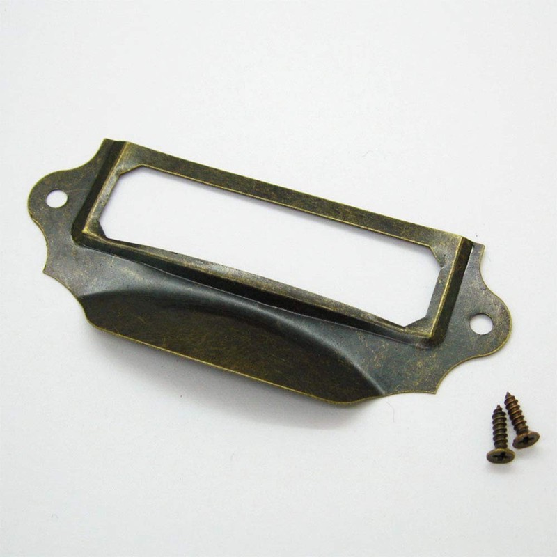TopHomer 8Pcs Card Label Pull Handles Vintage Style Iron Pull