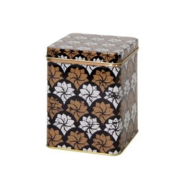 Lotus Dream - Retro/Vintage Style Square Tea Caddy/Kitchen Storage Tin - Copper & Cream (200 g)