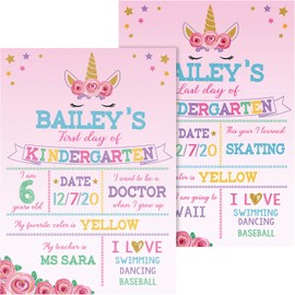 Unicorn Theme First Day of School Chalkboard, 13.8 x 10 Inch First and Last Day of School Sign for Kid Back to School Chalkboard Sign to Commemorate The First Day of School(Elegant Style)