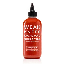 Bushwick Kitchen Weak Knees Gochujang Sriracha - Sweet & Spicy Blend of Sriracha and Gochujang - Balanced Heat with Fermented Chili Complexity - Perfect for Sauces, Marinades, and Dipping - Made in the USA