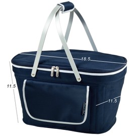 Picnic at Ascot Collapsible Insulated Picnic Basket Equipped with Service For 2 - Navy