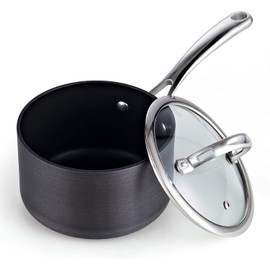 Cooks Standard 3-Quart Hard Anodized Nonstick Saucepan with Lid, Black,NC-00342
