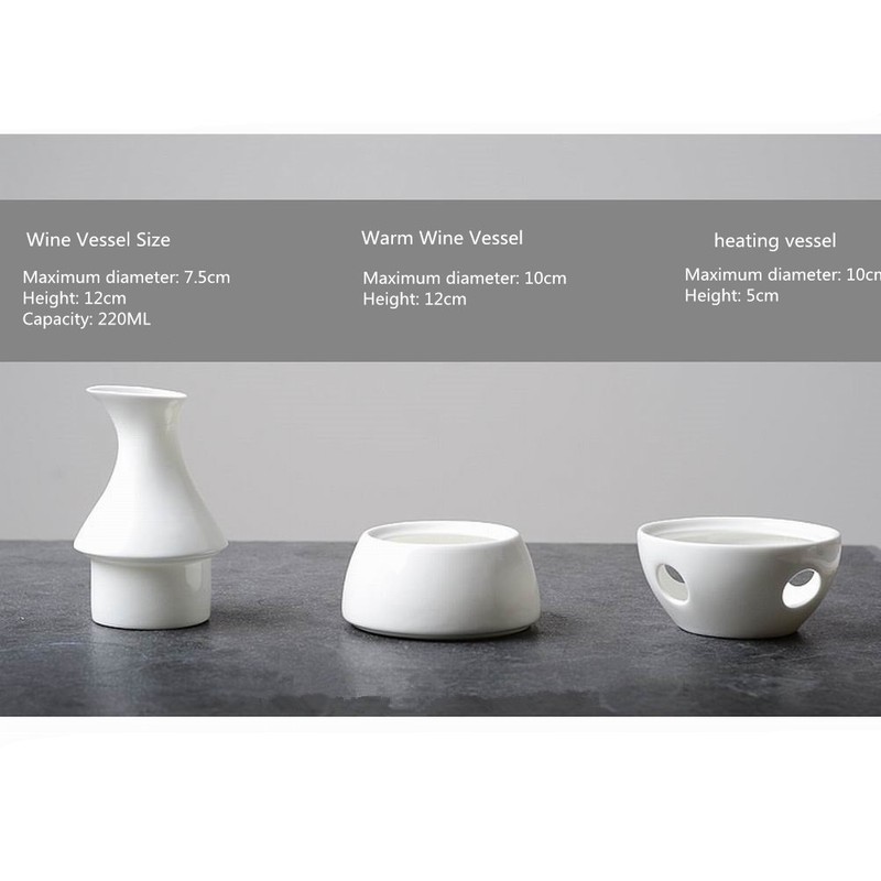 White Bone Ceramic Sake Set with 4 Cups Distilled Spirits