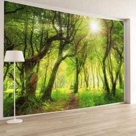 BCughia Tapestry Landscape Forest Wall Tapestry Sunshine Tapestry Jungle Wall Cloth Green Tapestries Wall Decoration
