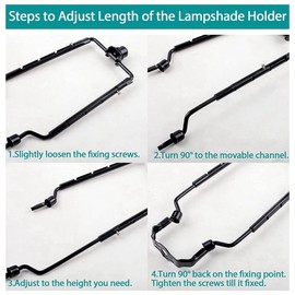 2pcs 7Inch Lamp Shade Harp Holder Adjustable Lamp Harp Kit E14,E26,E27 Light Base Adapter Black Horn Lampshade Bracket