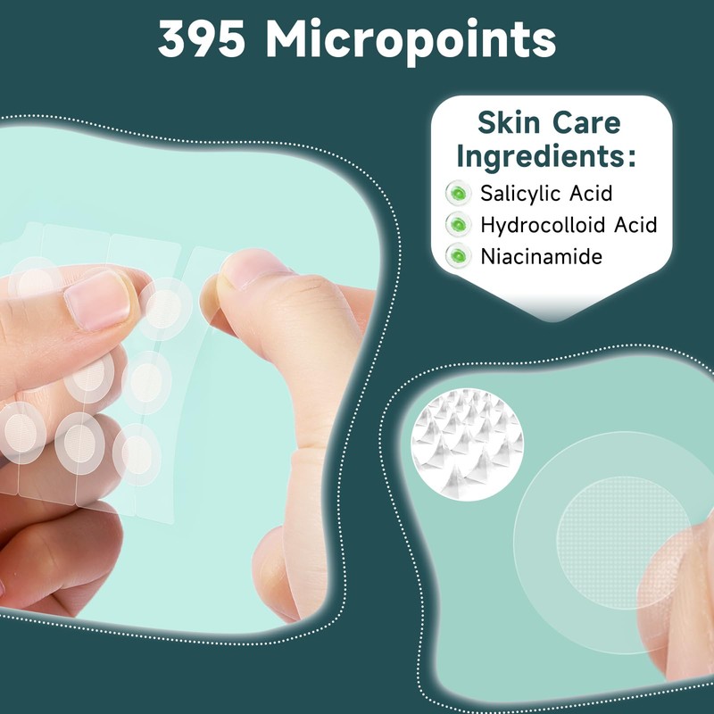 Microdart Pimple Patches for Face 9 Count,Hydrocolloid Zit Acne Patches