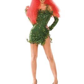 Disfraz de hiedra de Halloween para mujer, vestido de hadas verde con guantes, conjunto de disfraz de hiedra para fiesta de, A-verde, X-Large