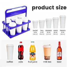 Reusable Drink Carrier with Handle for Doordash, Eats, Grubhub, Portable Cup/Coffee Holder Accessories for Delivery, Foldable Drinks Caddy with Tray, Car Durable Plastic Festive Bottle, Vacation