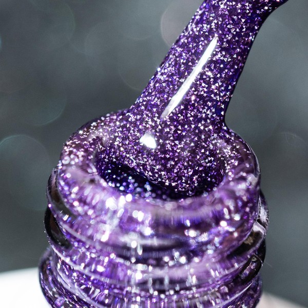 BURANO Reflective Glitter Gel Nail Polish, Purple UV LED 7.3ml