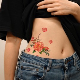 20 Sheets Large Flower Temporary Tattoos Stickers,Colored Lotus Plum blossom Rose Flower Mixed Style Temporary Tattoo for Women Girls Kids Adult Body Art Decoration Gifts 731