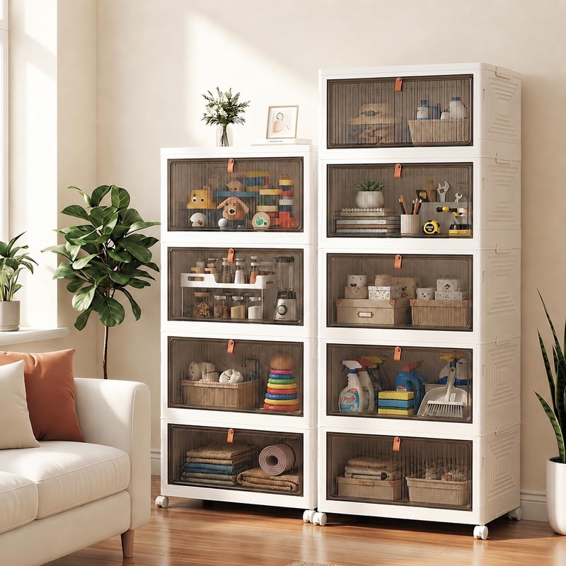 170 Qt Large Storage Bins with Lids, 5 Tier Stackable