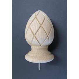 The Grand Finial Wood Pineapple Finial 4 3/8H x 2 19/32W. Oak, Cherry, Maple, Mahogany or Walnut #33 (Red Oak) Unfinished