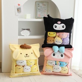 Roffatide Anime Pompom Purin Cute Snack Pillow Full of fluffyies Pudding Animal Pillow Soft Throw Pillow Creative Gifts Room Decor (5pcs fluffy Snack)