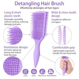 Cepillo desenredante para cabello rizado, cepillo ligero para cabello rizado con diseño ventilado para un fácil deslizamiento, desenreda sin esfuerzo 