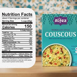 Al'Fez Moroccan Style Couscous - 7 oz (Pack of 6) - Durum Wheat Infused w/Exotic North African Spices, Sultana Raisins & Pine Nuts for Instant Couscous Salad - Vegan, No Artificial Flavors, Vegetarian