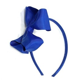 Girls' Classic Grosgrain Ribbon Large Bow Headband, Royal Blue (Royal Blue, One Size)