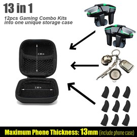 13 in 1 Mobile Phone Gaming Triggers Combo Kits for iPhones/Android Phones, Mobile Phone Game Controller for PUBG Mobile/Call of Duty/Apex (Metal)