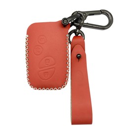 Genuine Leather Key Fob Cover & Key Chain for Lexus (4 Buttons, Keyless Go)- Fits ES350 GS300 GS350 GS430 GS450h ISC IS250 IS350 LS460 LS600 & More (2005-2018) (Pink Model B)