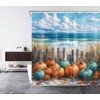 LB Tropical Fall Shower Curtain Blue Orange Pumpkin Coastal Beach