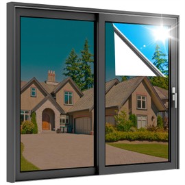 rabbitgoo One Way Window Privacy Film, Window Tint for Home, Reflective Heat Control Sun Blocking Anti UV See Out Not in Glass Door Covering Tinting Film, 17.5 in X 9.8 Feet, Brown Silver