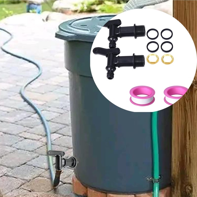2 Pcs 3/4" Water Butt Tap, Snap Fit Hosepipe Rain