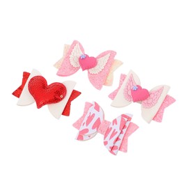 TOVINANNA 4pcs Glitter Heart Bow Hair Clips for Valentine's Day Cute Hair Barrettes and Sequins for Girls and Women