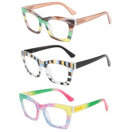 bullabulling for Women Oprah Style Square Reading Glasses Blue Light Blocking for Men Ladies (1c, 1.25, x)