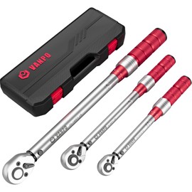 VANPO 1/4 3/8 1/2-inch Drive Click Torque Wrench, 3Pcs Torque Wrench Set 20-240 in.lb, 5-45 ft.lb, 20-160 ft.lb, Dual-Direction Adjustable 72-Tooth Torque Wrench for Bike, Moto, Car Maintenance