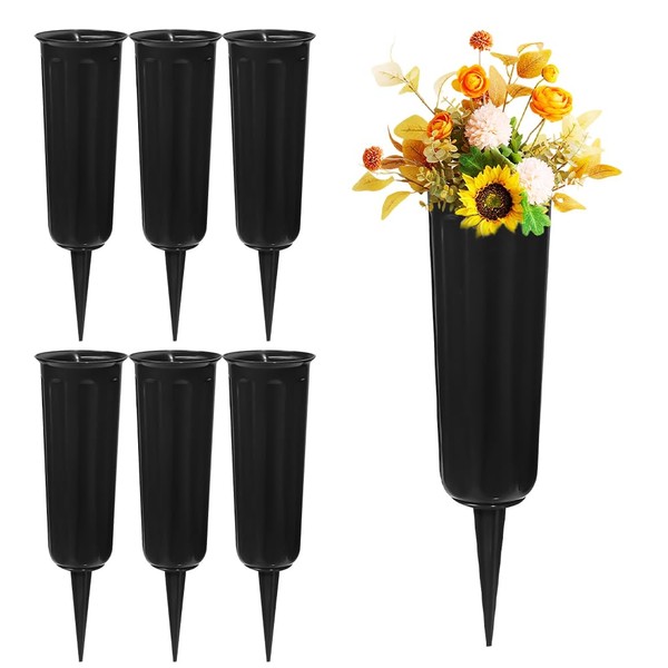 SGZIOO 6 Pcs Grave Flower Pots with Spike, Detachable Memorial