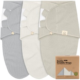 3-Pack Organic Swaddles for Newborns, Baby Sleep Sacks 0-3 Months - Baby Swaddle Wrap, Newborn Wearable Blanket, Infant Sleep Sack for Girls, Boys, Soft & Snug, Large Hook & Loop Closure (Granite)