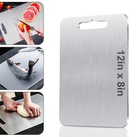 HYUEE Titanium Cutting Board 100% Pure Titanium Cutting Boards For Kitche Double Sided Titanium Board Dishwasher Safe for Home Kitchen Outdoor Camping (12"L x 8"W)