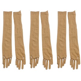 Felimoa Long Arm Cover, Extendable, Cosplay, Smartphone Operation, Long Gloves, Set of 3 Pairs, Braun, Free size