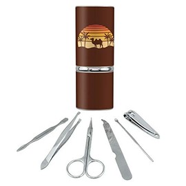 Camel In the Desert Sunset With Palm Trees Stainless Steel Manicure Pedicure Grooming Beauty Care Travel Kit