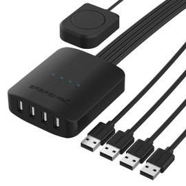 SABRENT Interruptor de uso compartido USB 2.0 hasta 4 computadoras y periféricos indicadores de dispositivo LED (USB-USS4)