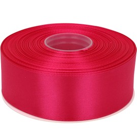 NISDOCF 1-1/2 Inch Single Face Polyester Ribbon, 50 Yards Bulk Roll (Hot Pink)–Wrinkle-Resistant Craft Ribbon for Gift Wrapping, Wedding Decor, DIY Projects