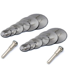 14Pcs Circular Saw Disc Set, HSS Saw Discs Wheel Cutting Blades with 1/4" Shank Mandrel for Dremel Rotary Tools (22mm, 25mm, 32mm, 35mm, 44mm, 50mm)