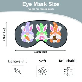 NOHSHE Easter Silk Eye Mask Sleep Mask Gnomes Bunny Rabbit Silk Eye Mask Sleeping Soft Eye Shade Cover for Men Boy Girl Airplane Travel with Elastic Strap