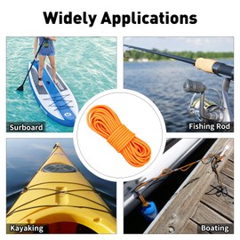 Pluzluce Strong Elastic Bungee Shock Cord, 32ft 5/32" (4mm) Stretch String Rope, Marine Grade Kayak Tie Down Straps Used for Boat, Camping, Trailer Strap, Shoe Laces, Crafting, DIY Projects (Orange)