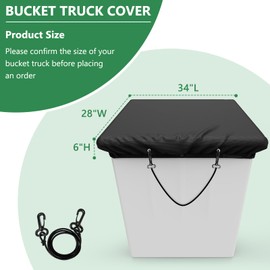COSHNIBI Bucket Truck Cover,Heavy Duty Bucket Cover Fits for 1 Man Bucket,with Adjustable Metal Buckle Strap -Bucket Truck Waterproof Accessories 34x28in,Edge to Edge,Black