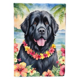 Caroline's Treasures DAC6479CHF Newfoundland Luau House Flag Large Porch Sleeve Pole Decorative Outside Yard Banner Artwork Wall Hanging, Polyester, House Size, Multicolor