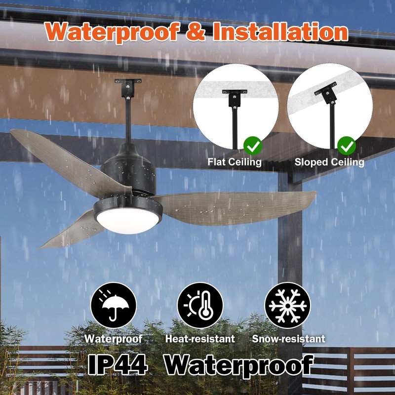 BZX Waterproof Outdoor Ceiling-Fan with Light - 42" Modern Ceiling