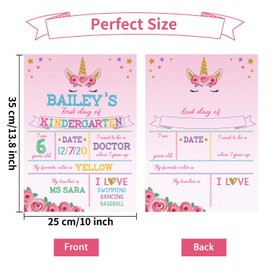 Outus Unicorn Theme First & Last Day of School Chalkboard Sign, 13.8 x 10 Inch Back to School Sign for Kids Girls Kindergarten Preschool(Elegant Style)