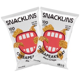 SNACKLINS Plant Based Crisps – Chesapeake Bay - Vegan Healthy Snacks - Gluten Free, Grain Free, Plant Based Crisps, 100% Kosher For Passover, Low Calorie - No Added Sugar, Crunchy, Puffed Snack - 3oz Bag (2 Packs)