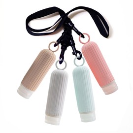 Fullplus Portable Silicone Squeezable Bottles Refillable Cosmetic Gym Containers Travel TSA Approved Tube Set with Shower Lanyard for Shampoo Lotion