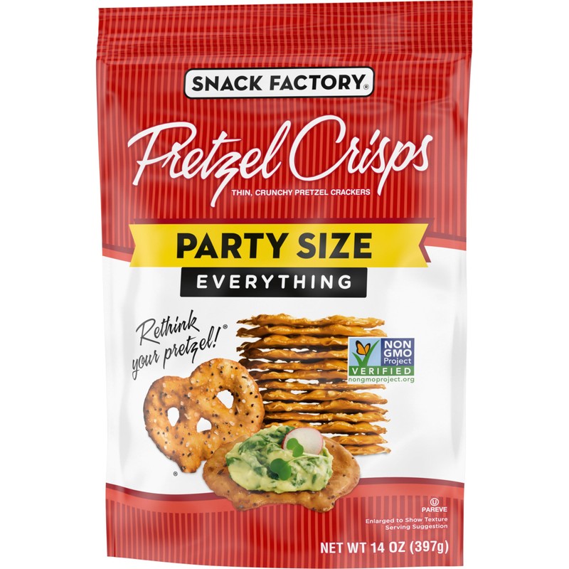 Snack Factory Everything Pretzel Crisps, Non-GMO, 14 OZ Party Size