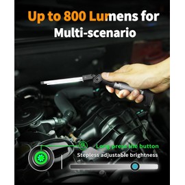 HOTLIGH Magnetic Work Light - 800 Lumens Rechargeable Work Light with Multifunctional Foldable Design, 2200 mAh Mechanic Light, 3 Lighting Modes Magnetic Flashlight for Car Repairing/Emergency, 1 Pack